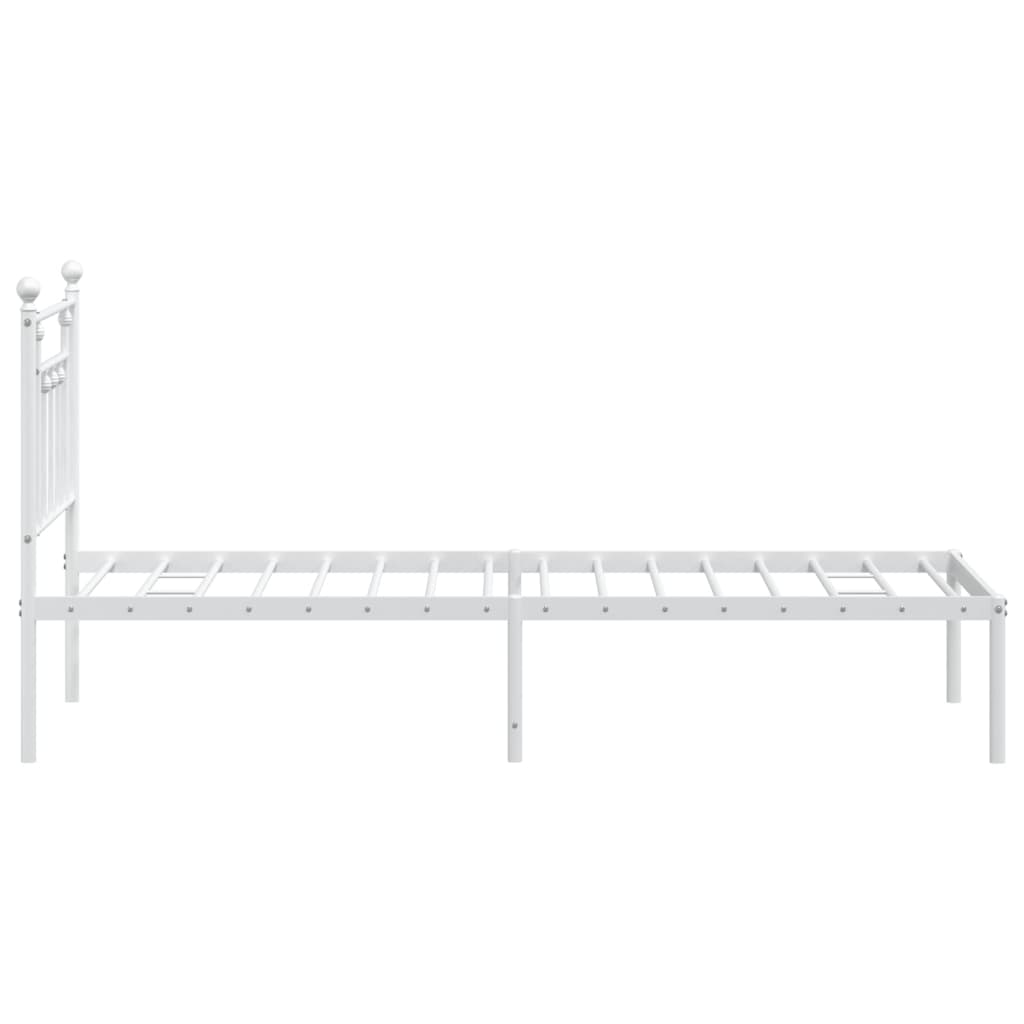 Metal Bed Frame without Mattress with Headboard White 75x190cm