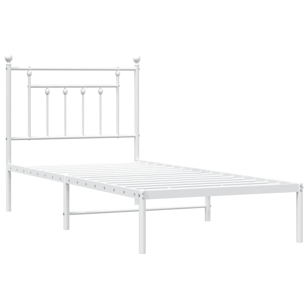 Metal Bed Frame without Mattress with Headboard White 80x200cm