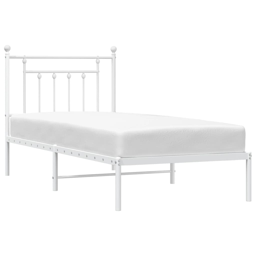 Metal Bed Frame without Mattress with Headboard White 80x200cm