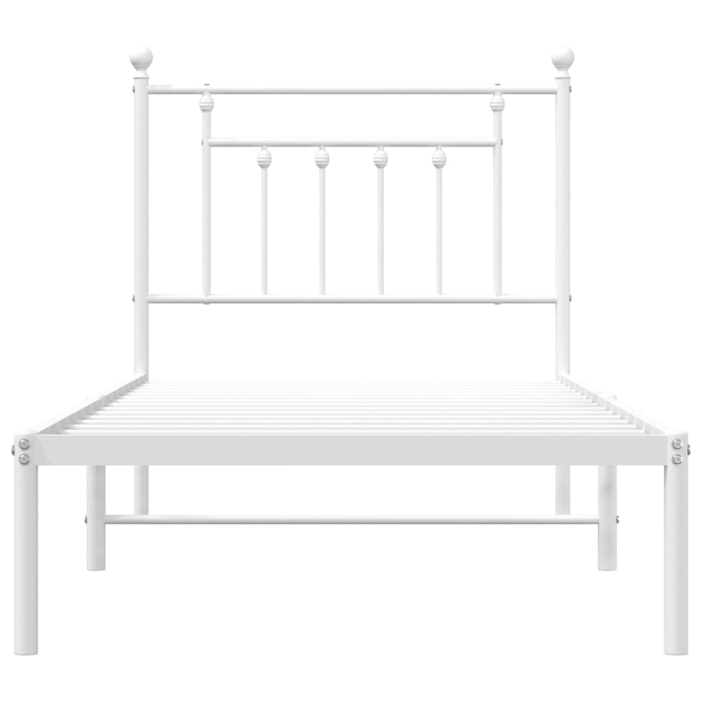 Metal Bed Frame without Mattress with Headboard White 80x200cm