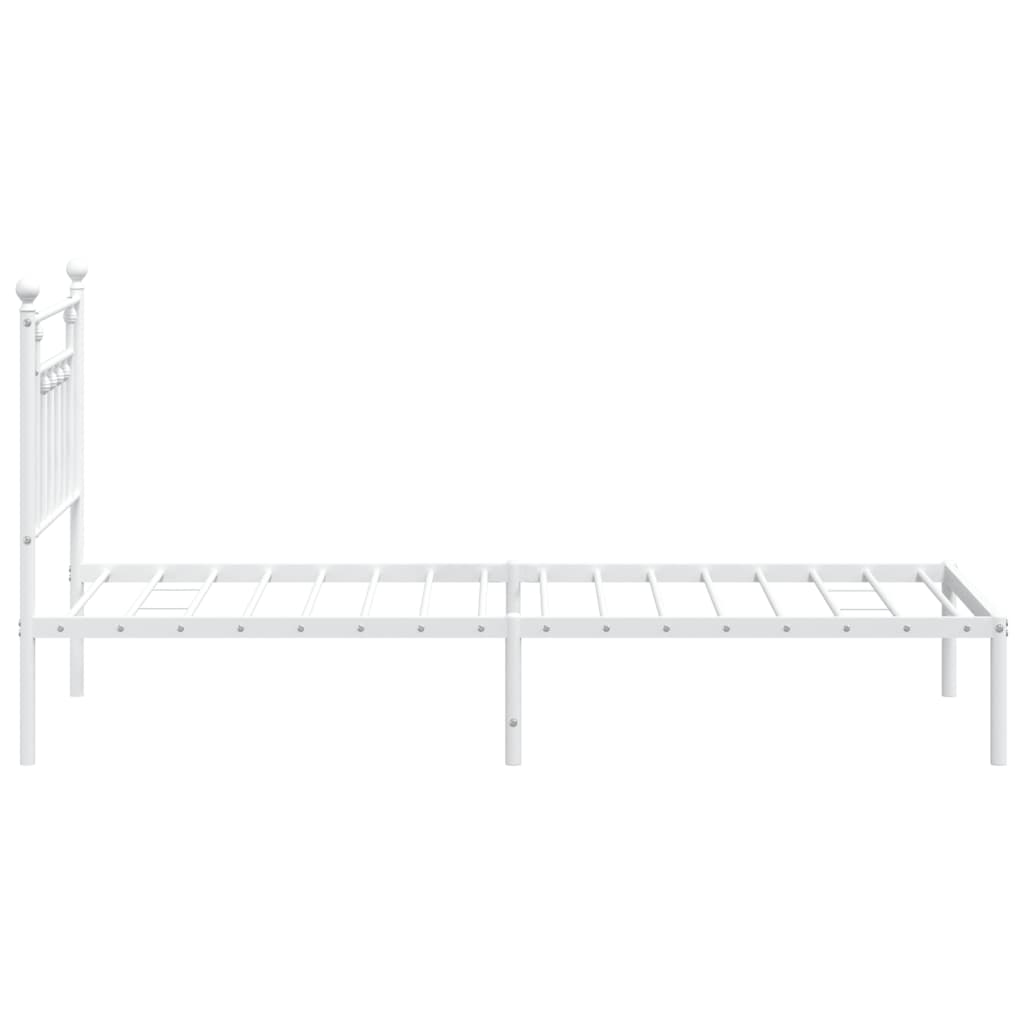 Metal Bed Frame without Mattress with Headboard White 90x190cm