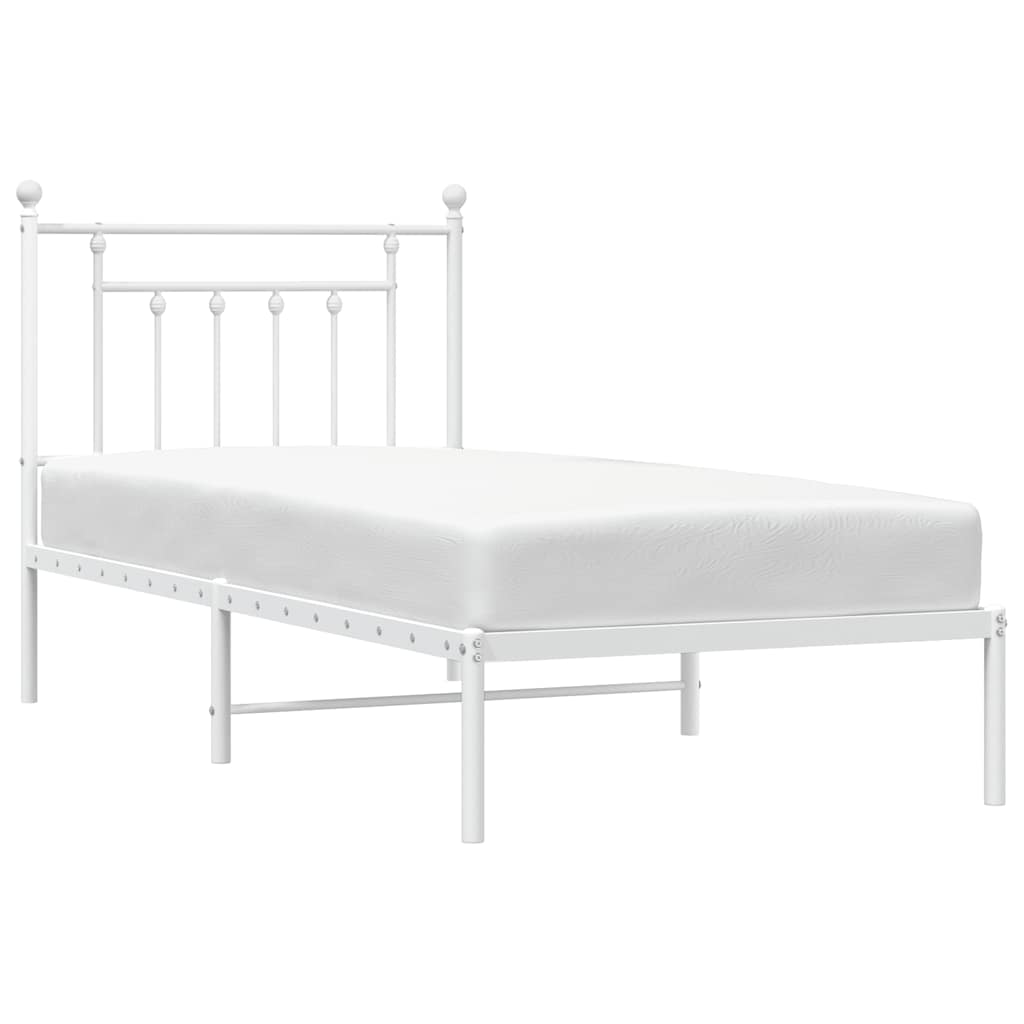 Metal Bed Frame without Mattress with Headboard White 90x200cm