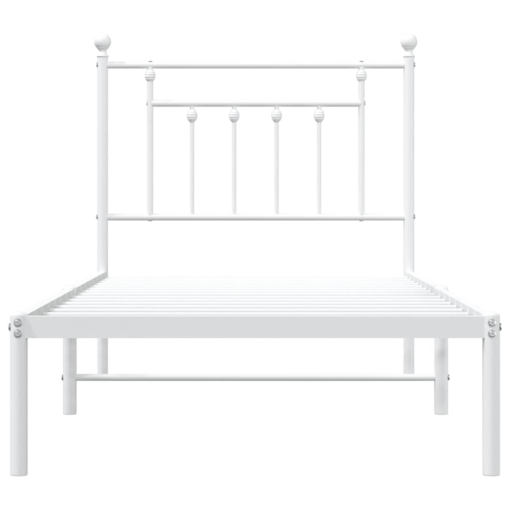 Metal Bed Frame without Mattress with Headboard White 90x200cm