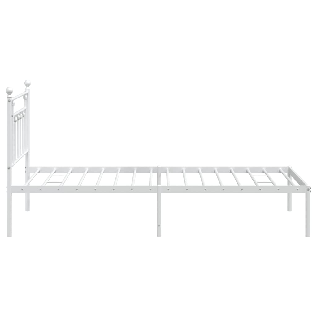 Metal Bed Frame without Mattress with Headboard White 107x203cm