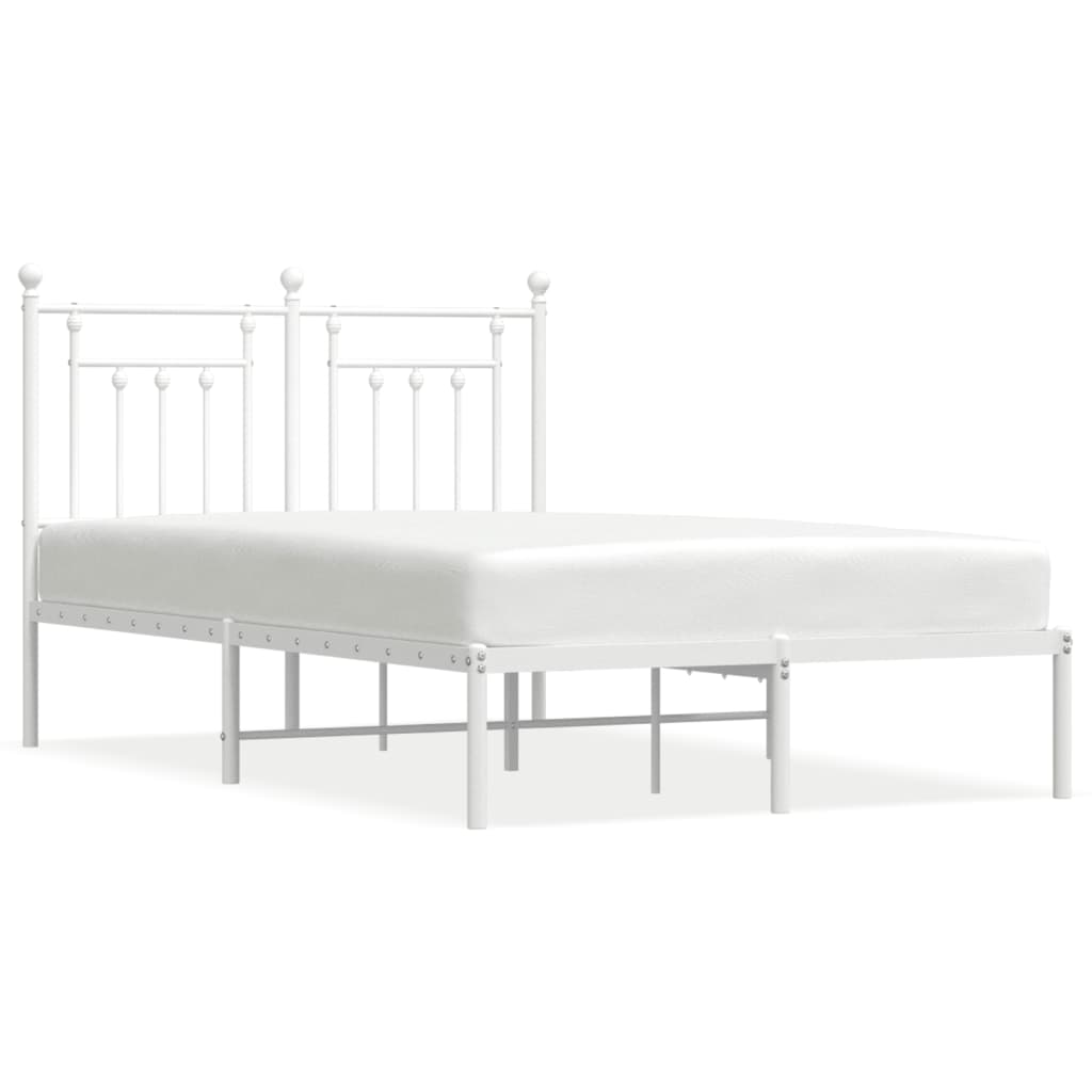 Metal Bed Frame without Mattress with Headboard White 120x190cm