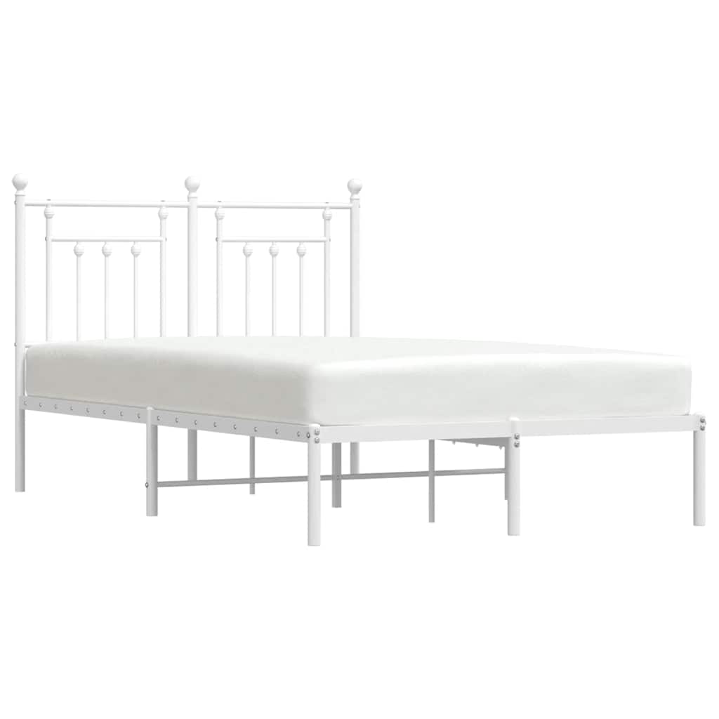 Metal Bed Frame without Mattress with Headboard White 120x190cm