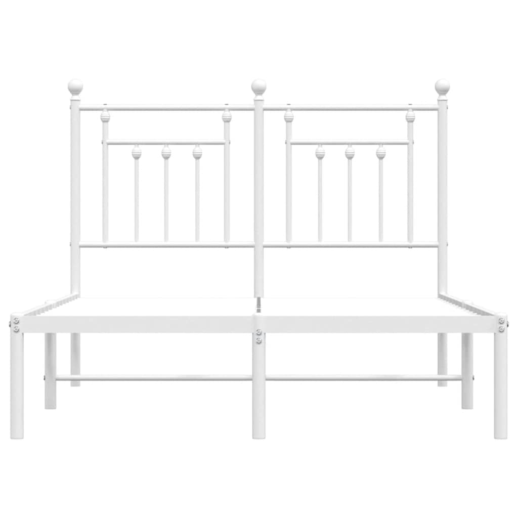 Metal Bed Frame without Mattress with Headboard White 120x190cm
