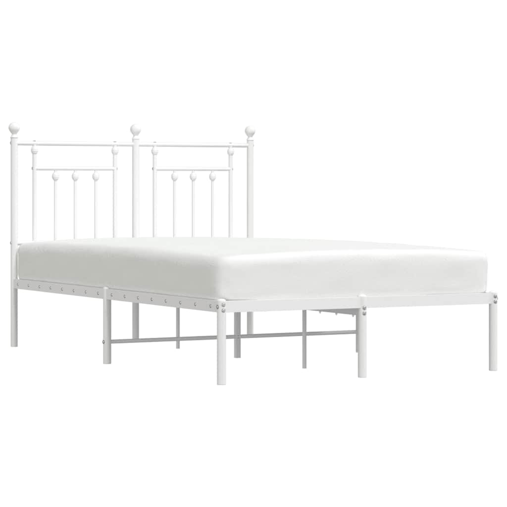 Metal Bed Frame without Mattress with Headboard White 120x200cm