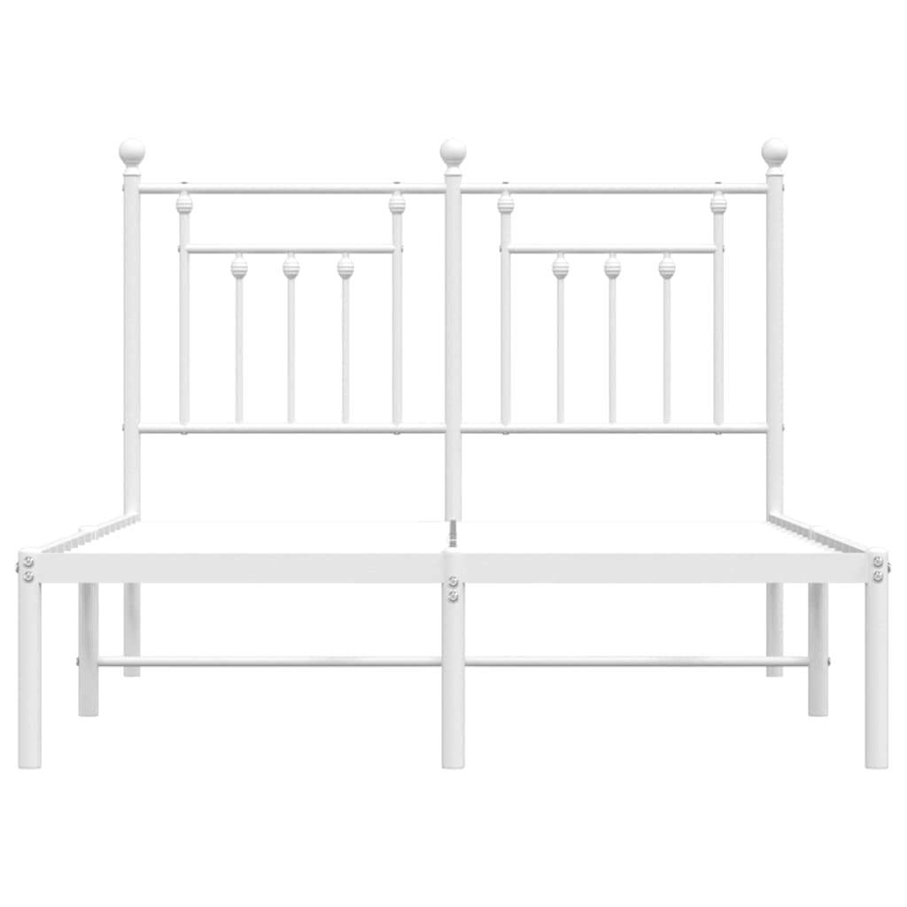 Metal Bed Frame without Mattress with Headboard White 135x190cm