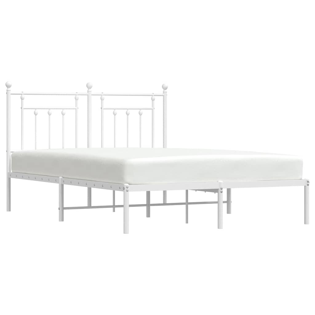 Metal Bed Frame without Mattress with Headboard White 140x190cm
