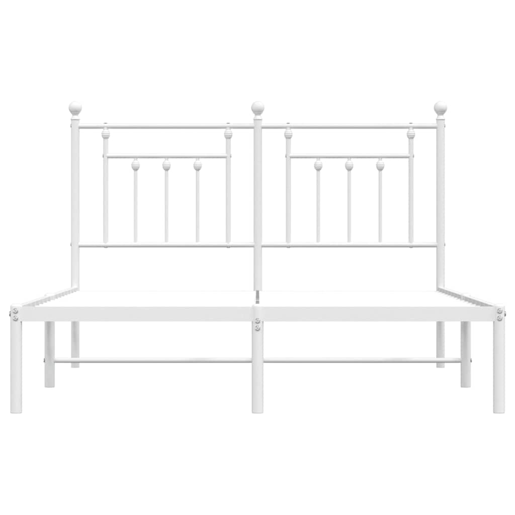 Metal Bed Frame without Mattress with Headboard White 140x190cm