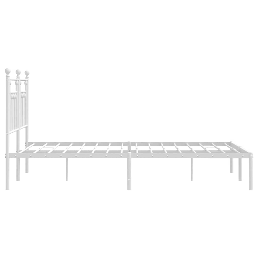 Metal Bed Frame without Mattress with Headboard White 140x190cm