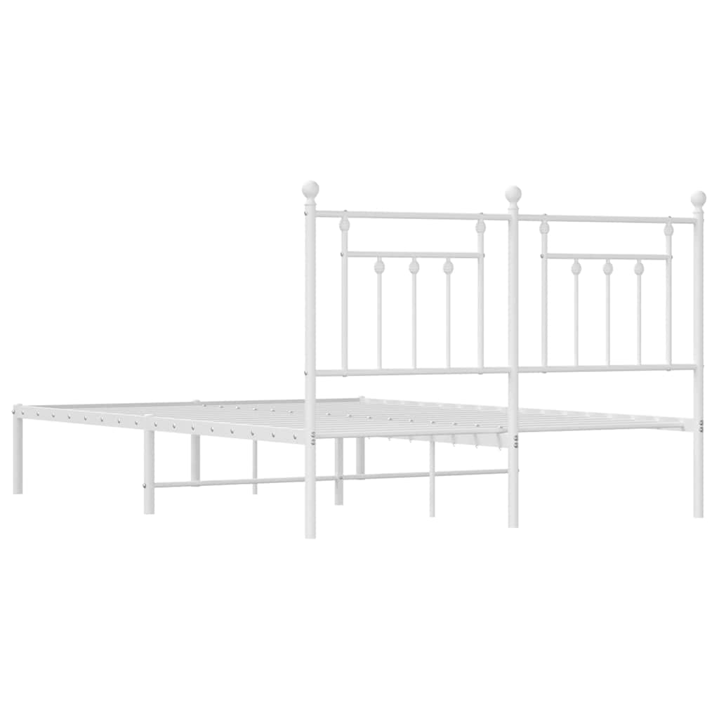 Metal Bed Frame without Mattress with Headboard White 140x190cm