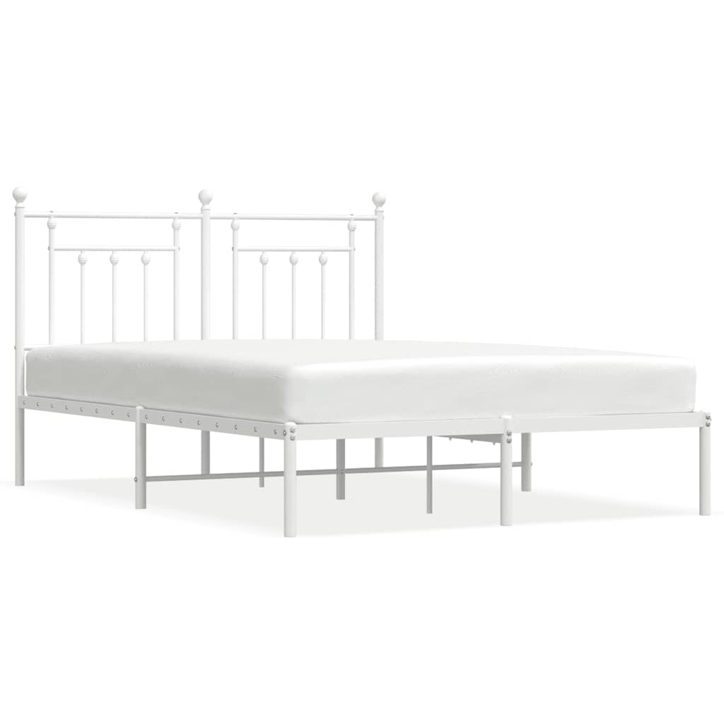 Metal Bed Frame without Mattress with Headboard White 140x200cm