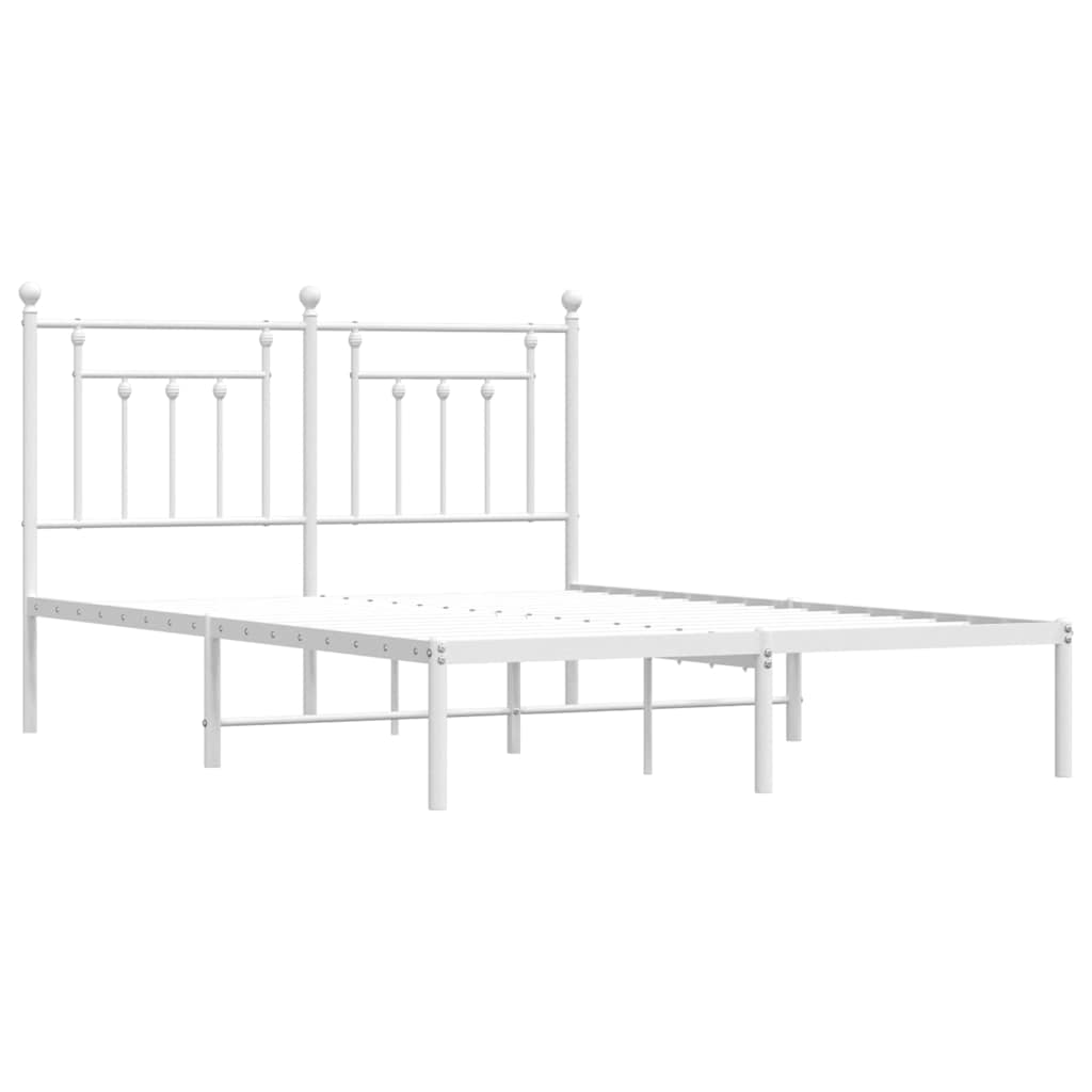 Metal Bed Frame without Mattress with Headboard White 140x200cm