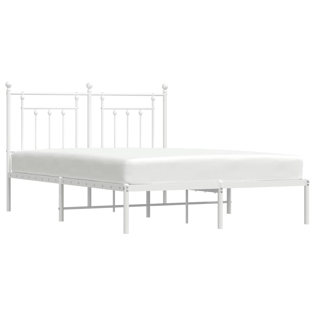 Metal Bed Frame without Mattress with Headboard White 140x200cm