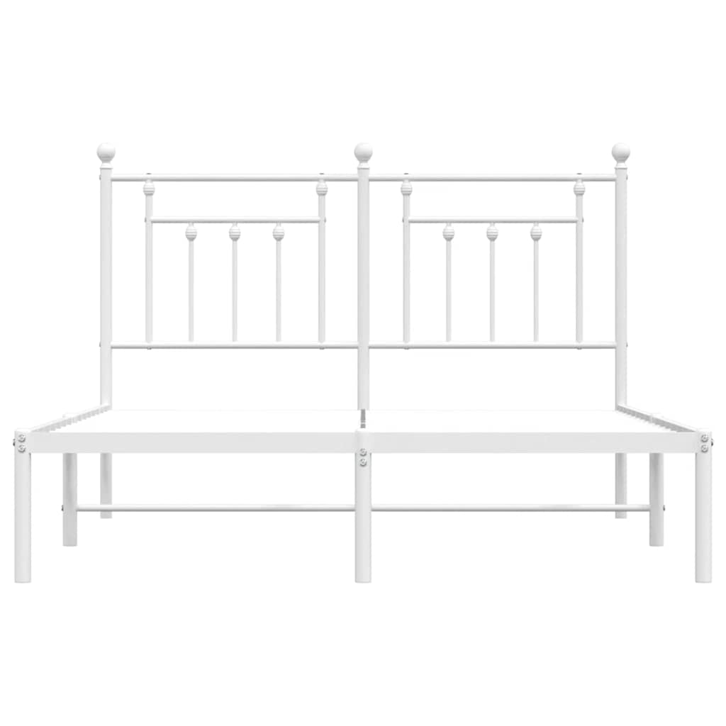 Metal Bed Frame without Mattress with Headboard White 140x200cm