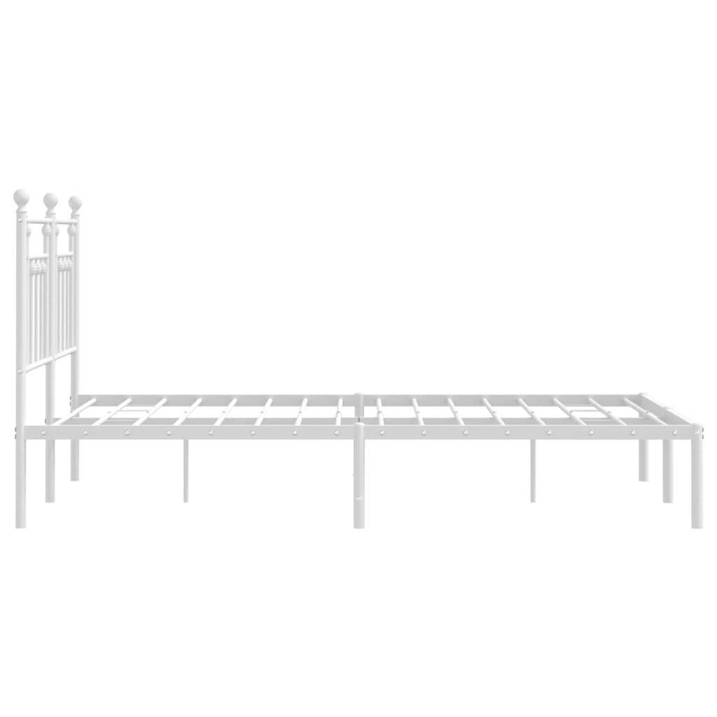 Metal Bed Frame without Mattress with Headboard White 140x200cm