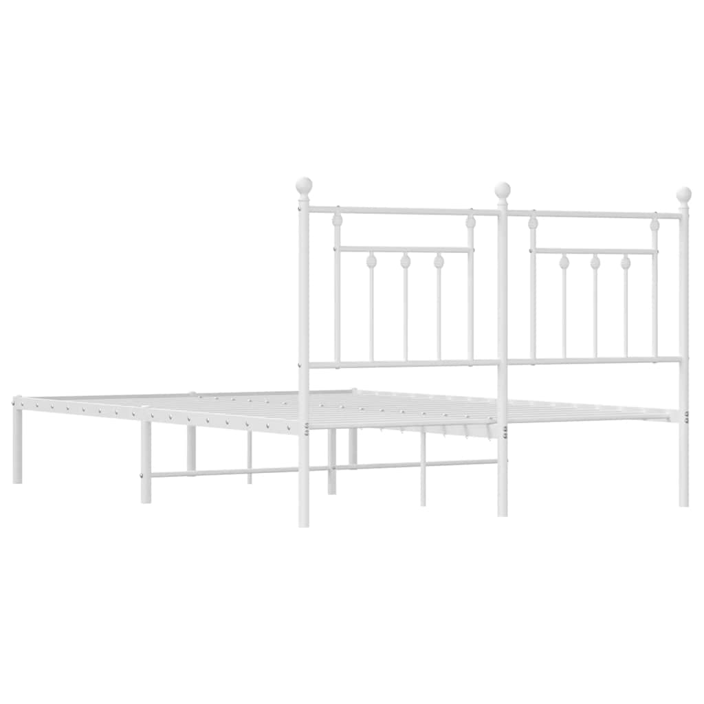 Metal Bed Frame without Mattress with Headboard White 140x200cm