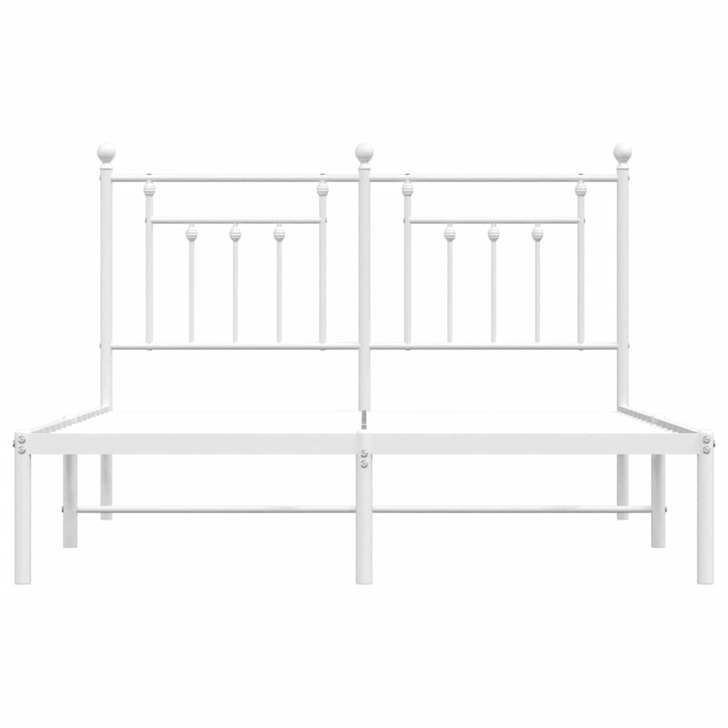 Metal Bed Frame without Mattress with Headboard White 150x200cm