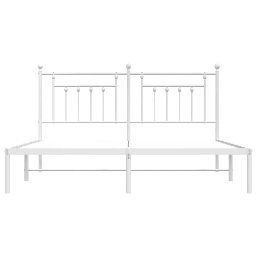 Metal Bed Frame without Mattress with Headboard White 160x200cm