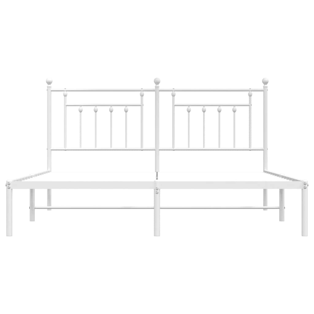 Metal Bed Frame without Mattress with Headboard White 180x200cm