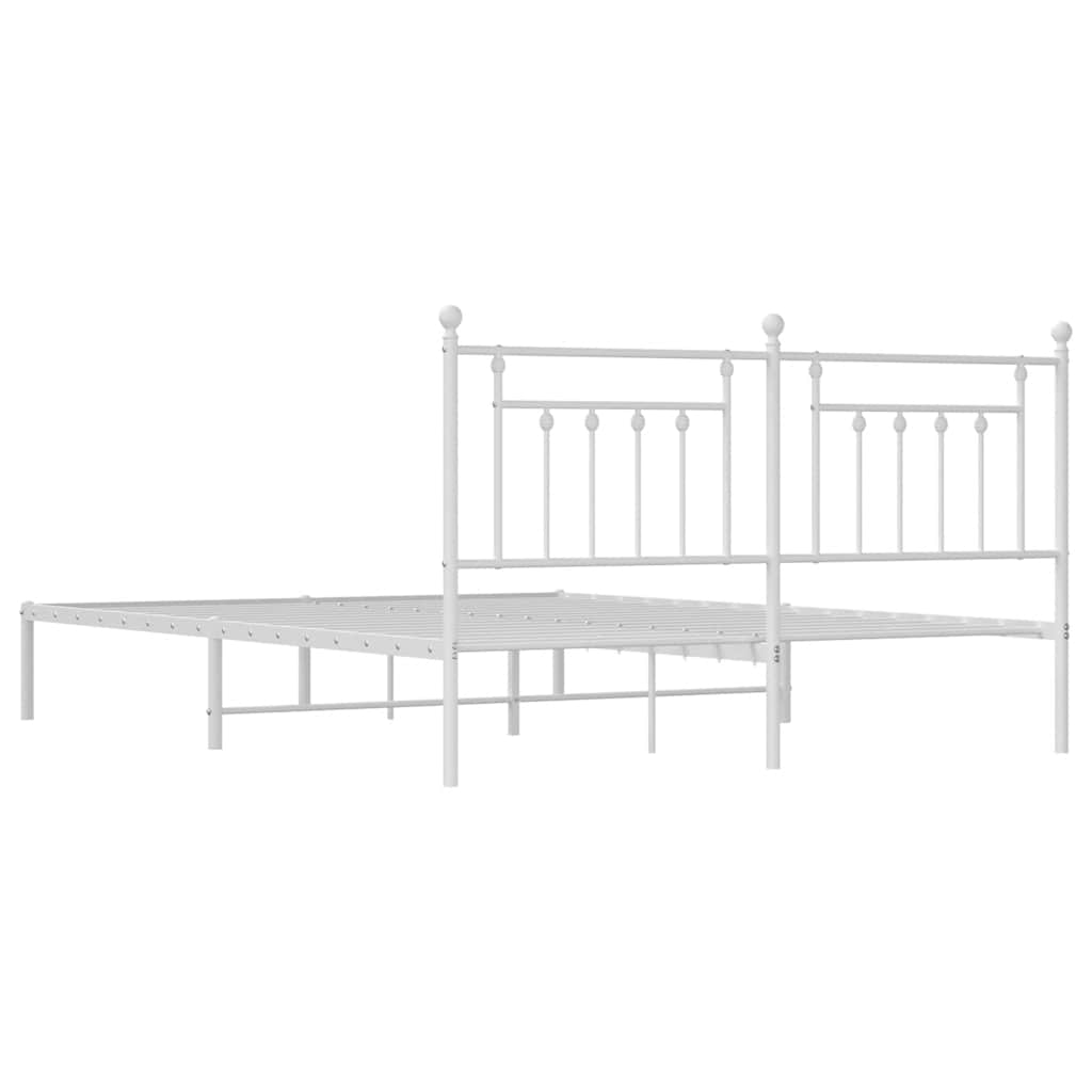 Metal Bed Frame without Mattress with Headboard White 183x213cm