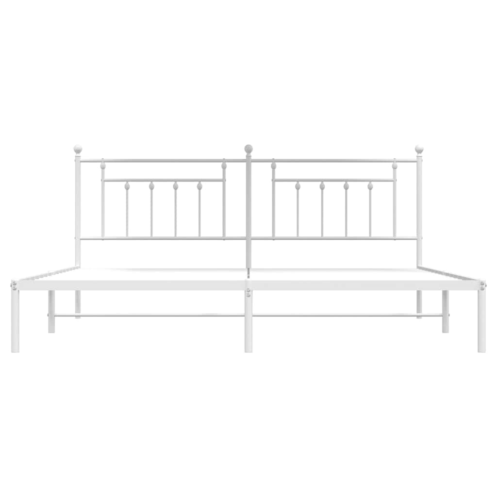Metal Bed Frame without Mattress with Headboard White 193x203cm