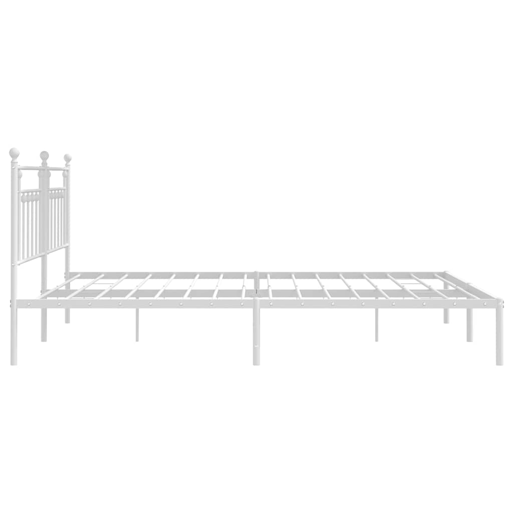 Metal Bed Frame without Mattress with Headboard White 200x200cm