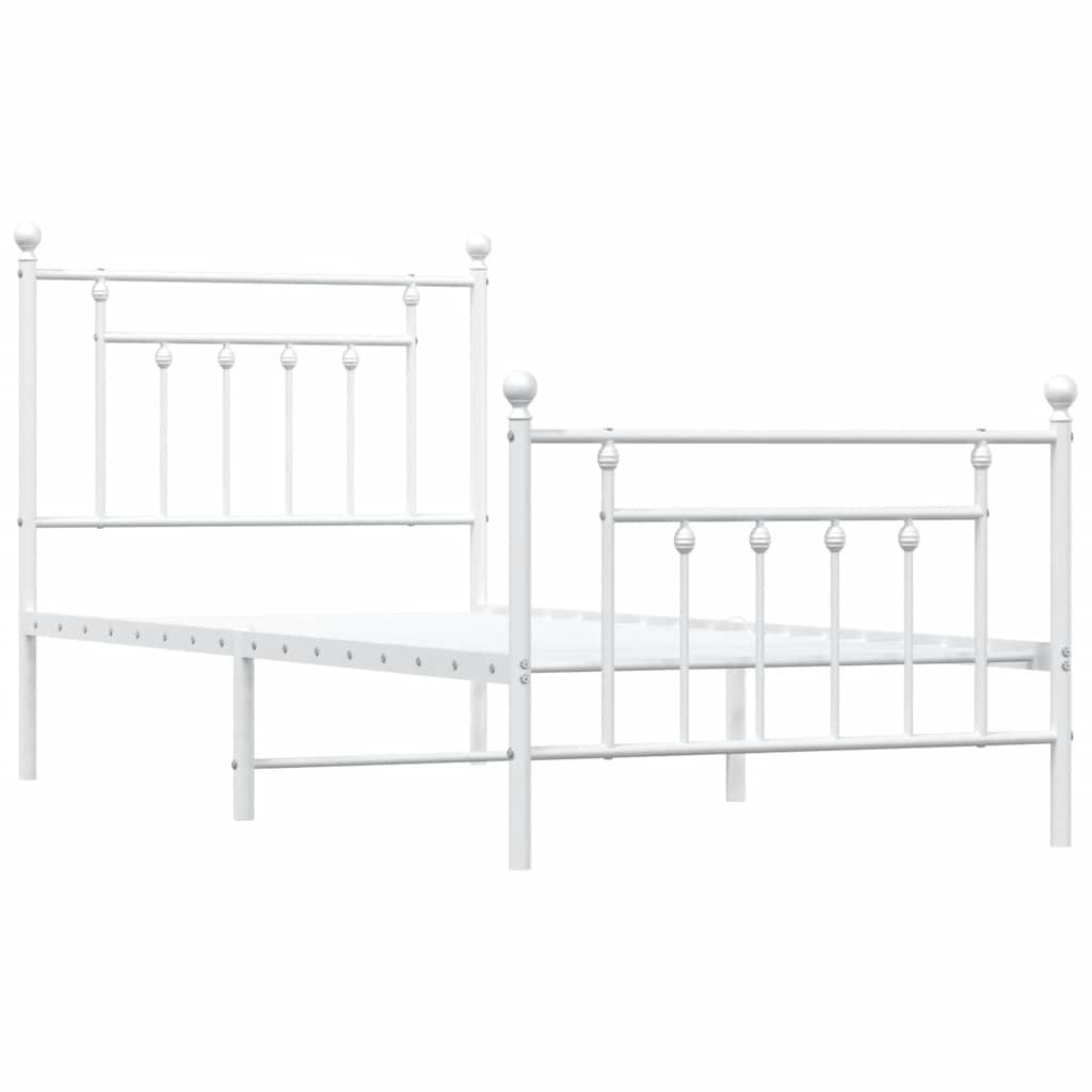 Metal Bed Frame without Mattress with Footboard White 80x200cm