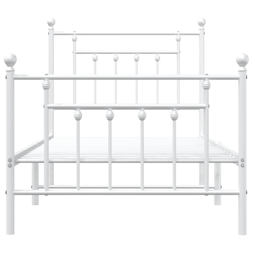 Metal Bed Frame without Mattress with Footboard White 90x190cm