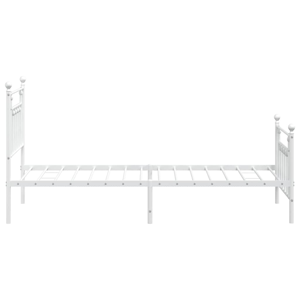 Metal Bed Frame without Mattress with Footboard White 90x190cm