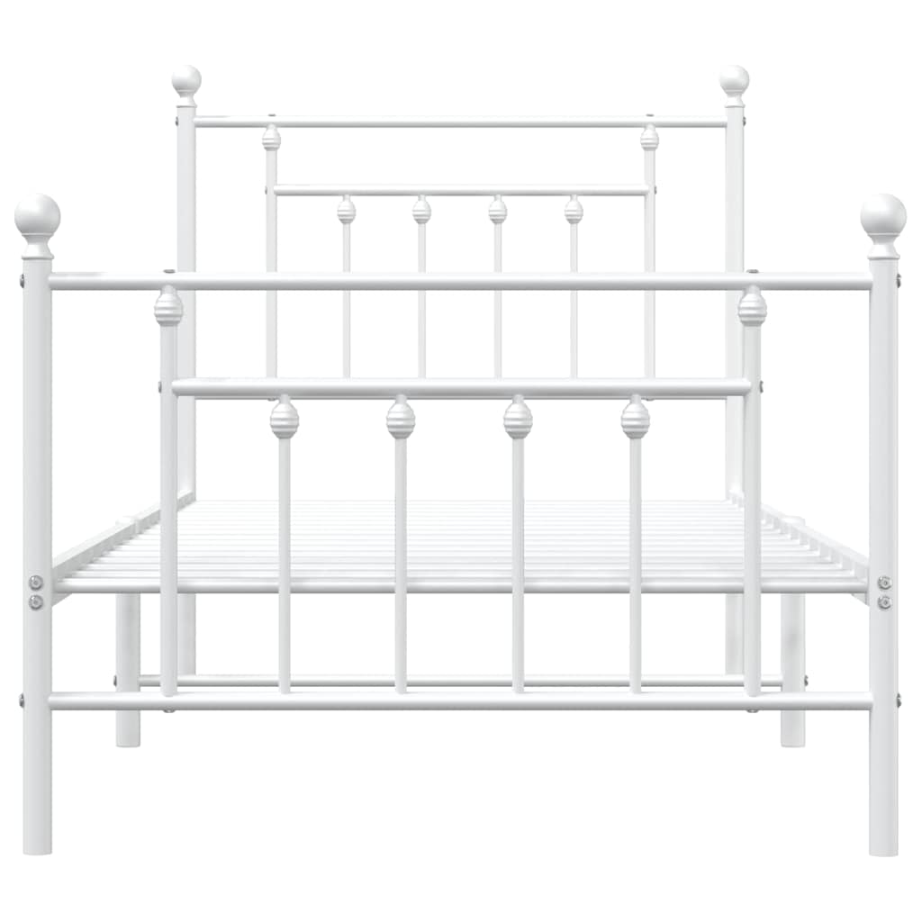 Metal Bed Frame without Mattress with Footboard White 90x200cm