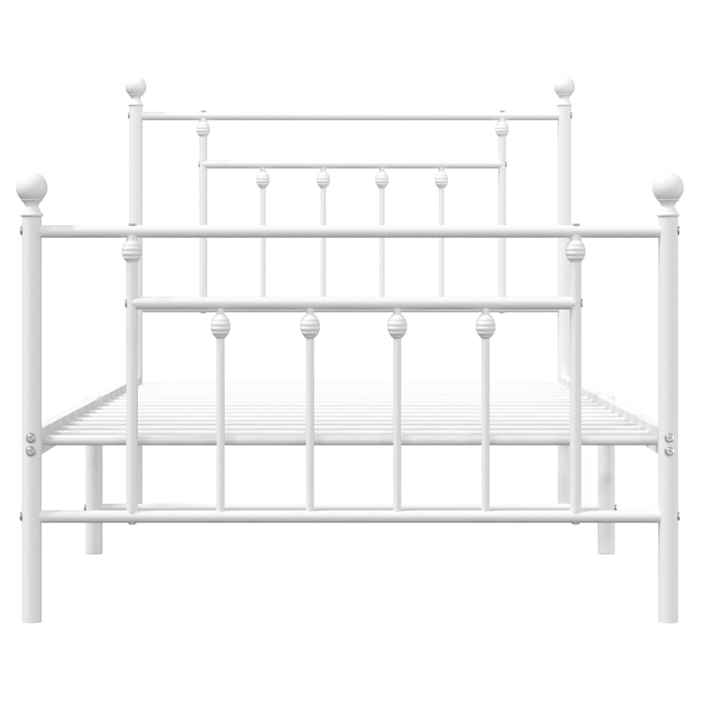 Metal Bed Frame without Mattress with Footboard White 100x190cm
