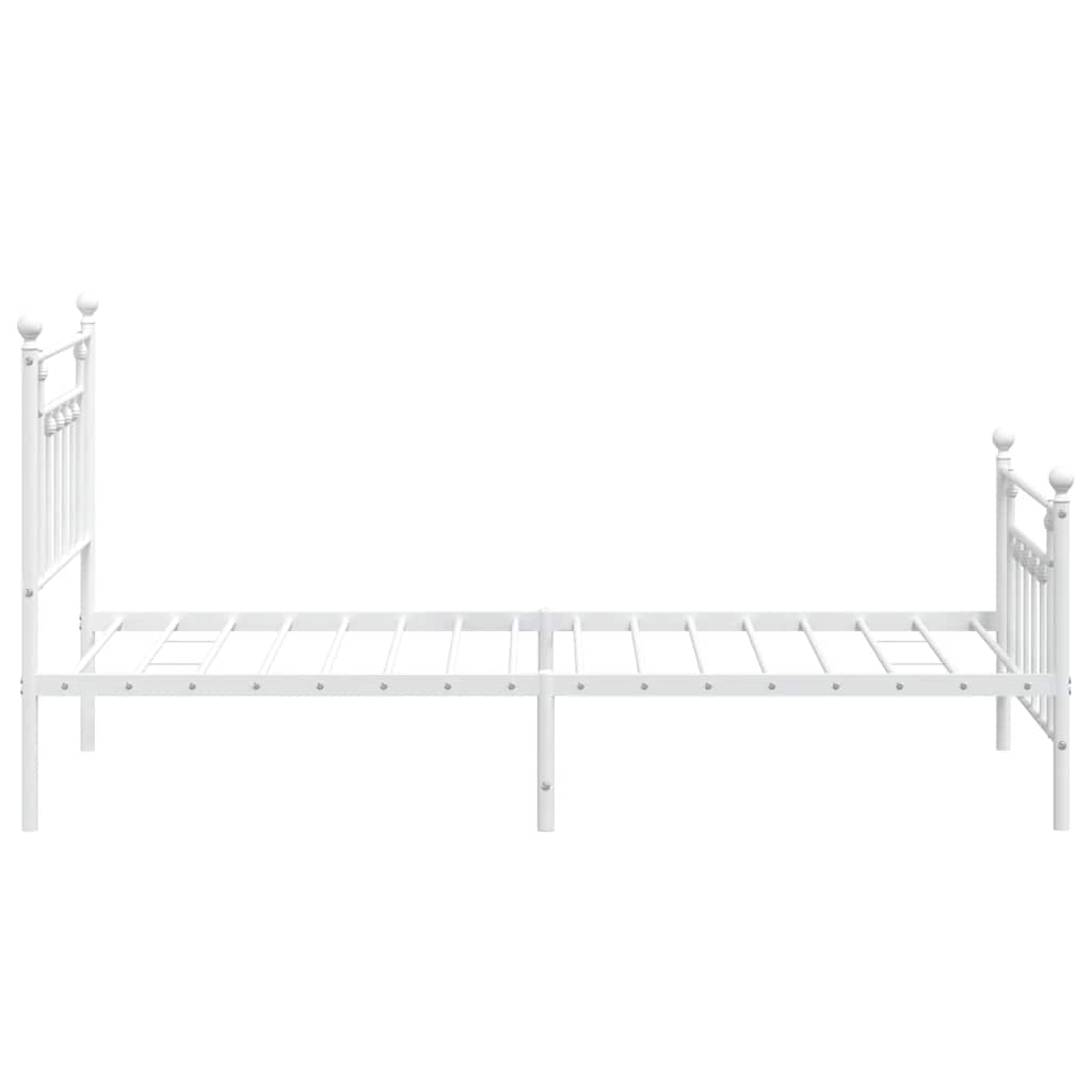 Metal Bed Frame without Mattress with Footboard White 100x190cm