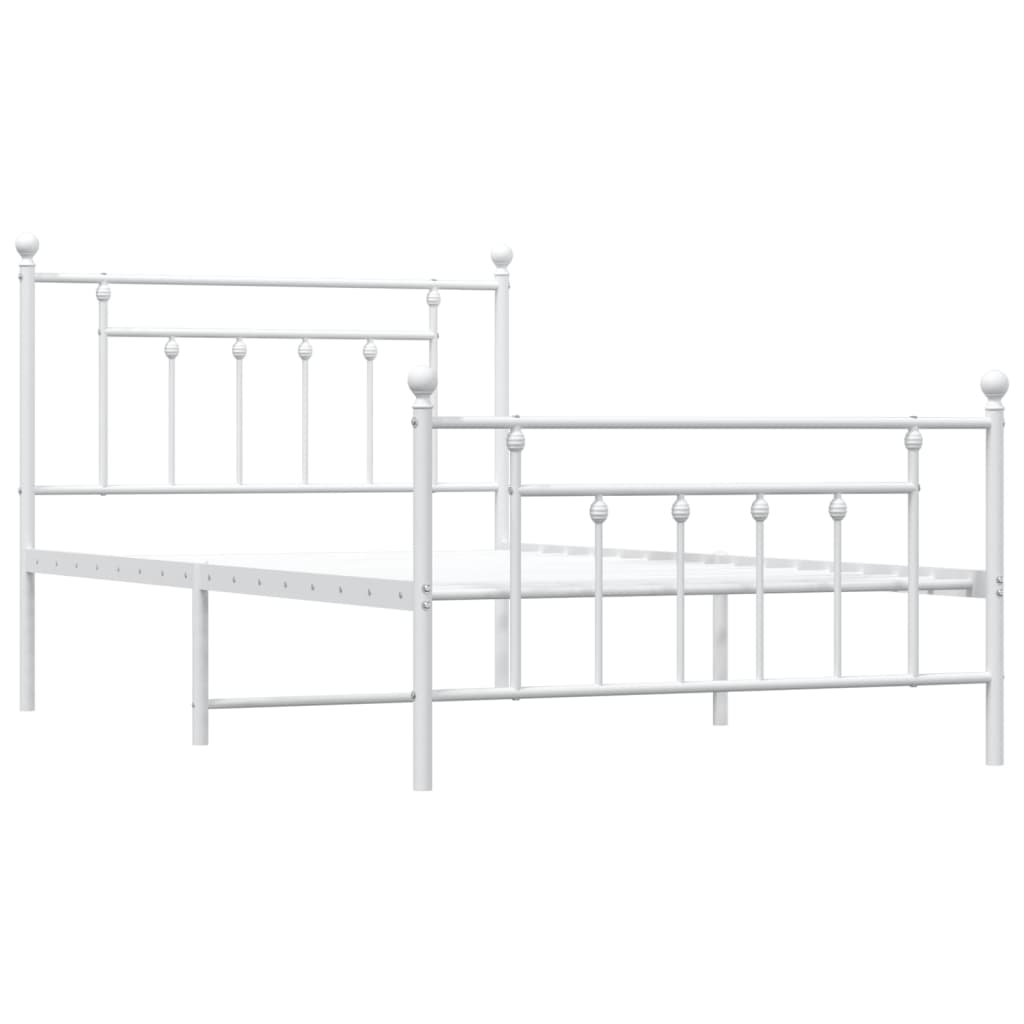 Metal Bed Frame without Mattress with Footboard White 100x200cm
