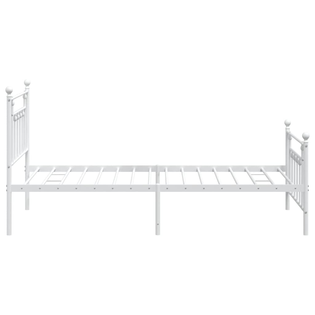 Metal Bed Frame without Mattress with Footboard White 100x200cm
