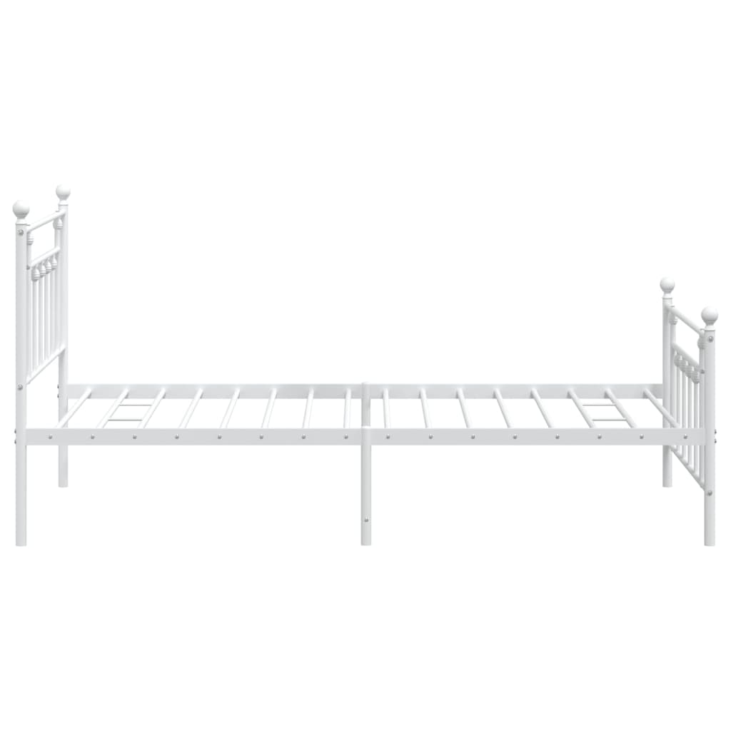 Metal Bed Frame without Mattress with Footboard White 107x203cm