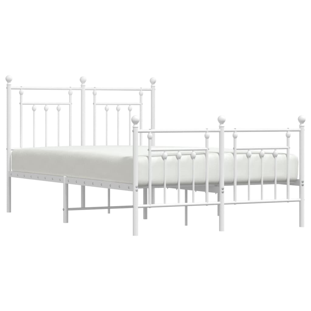Metal Bed Frame without Mattress with Footboard White 120x190cm