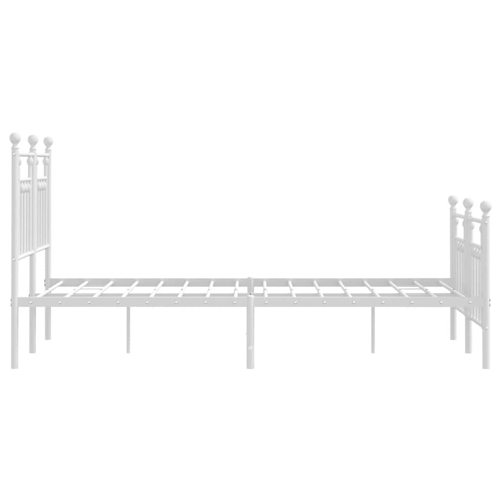 Metal Bed Frame without Mattress with Footboard White 120x190cm