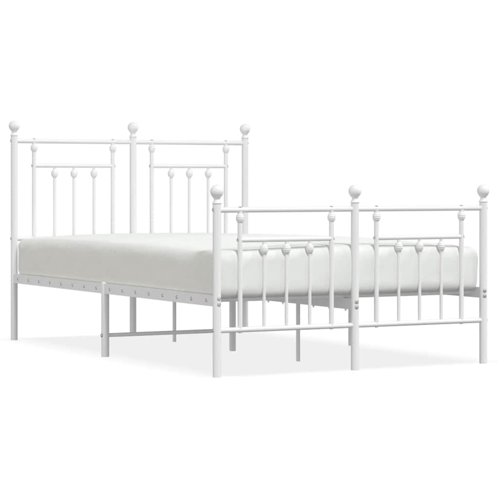Metal Bed Frame without Mattress with Footboard White 120x200cm