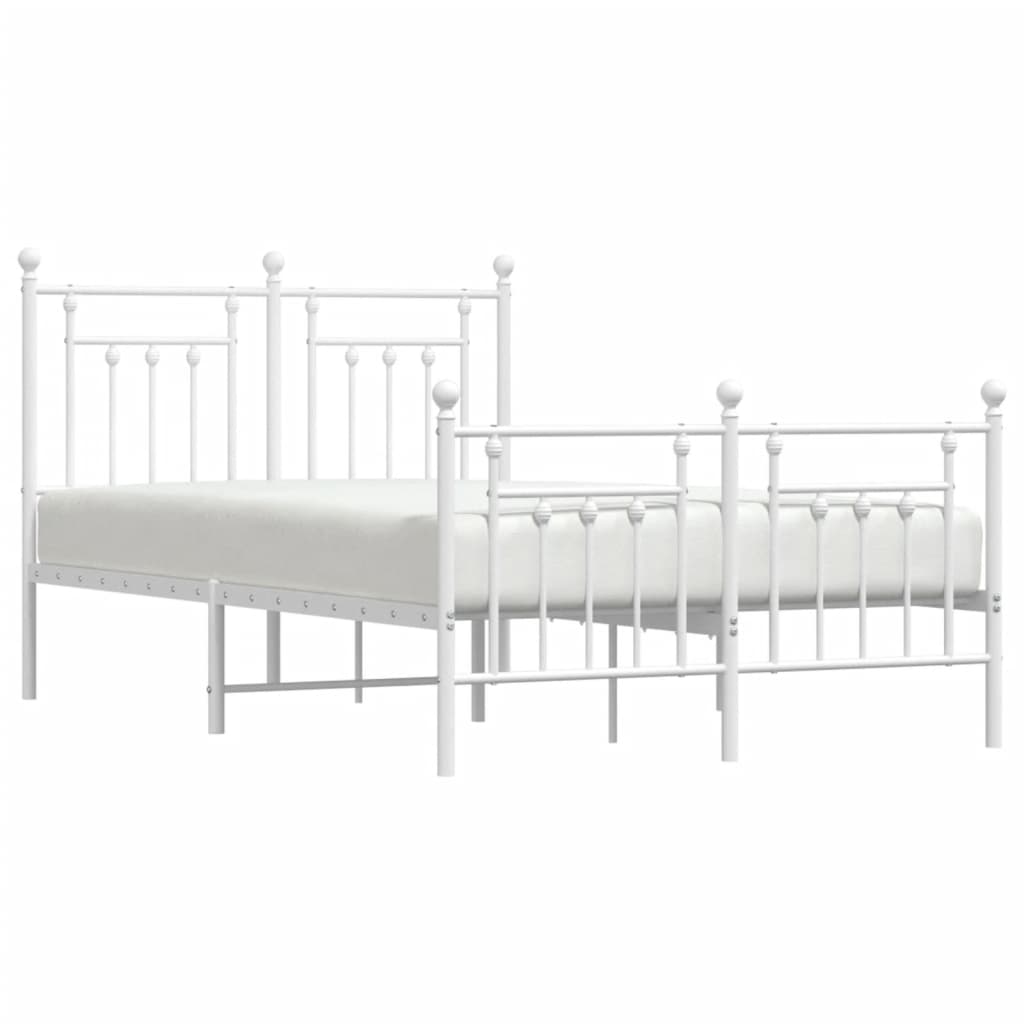 Metal Bed Frame without Mattress with Footboard White 120x200cm
