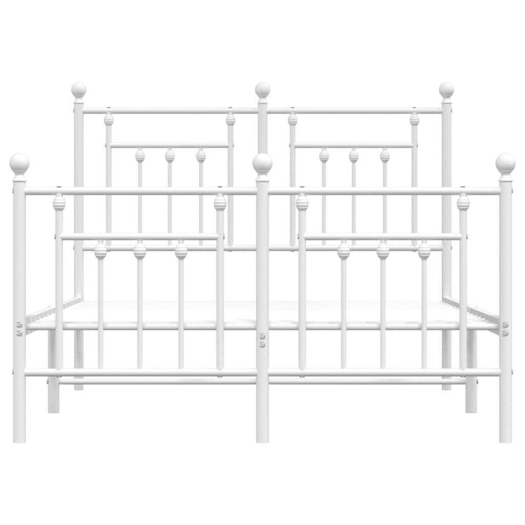 Metal Bed Frame without Mattress with Footboard White 120x200cm