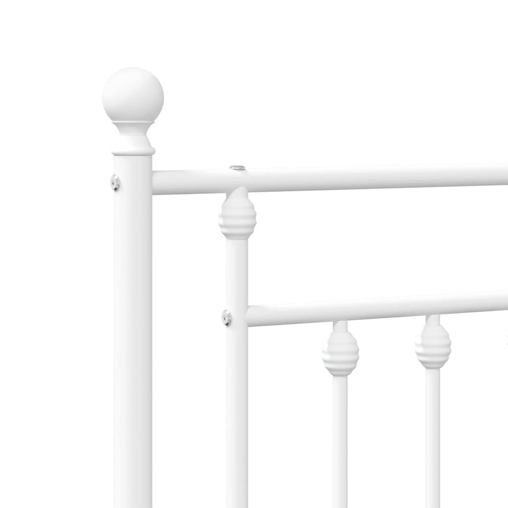 Metal Bed Frame without Mattress with Footboard White 120x200cm