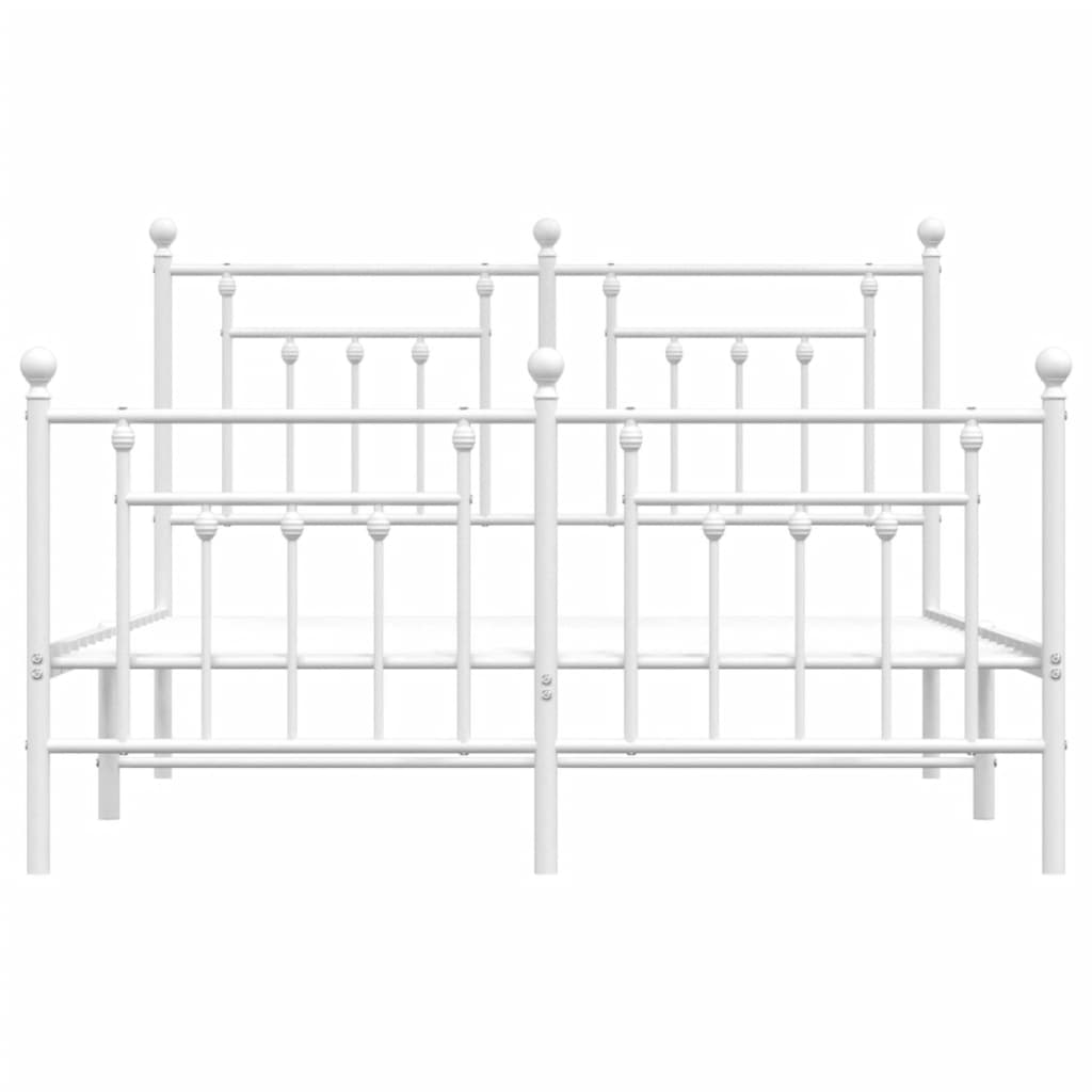 Metal Bed Frame without Mattress with Footboard White 140x190cm