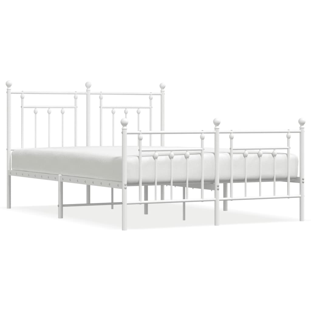 Metal Bed Frame without Mattress with Footboard White 140x200cm