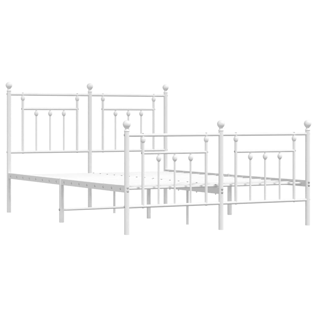 Metal Bed Frame without Mattress with Footboard White 140x200cm