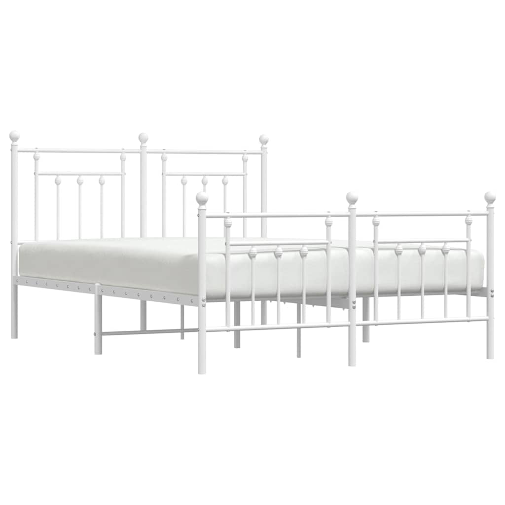 Metal Bed Frame without Mattress with Footboard White 140x200cm