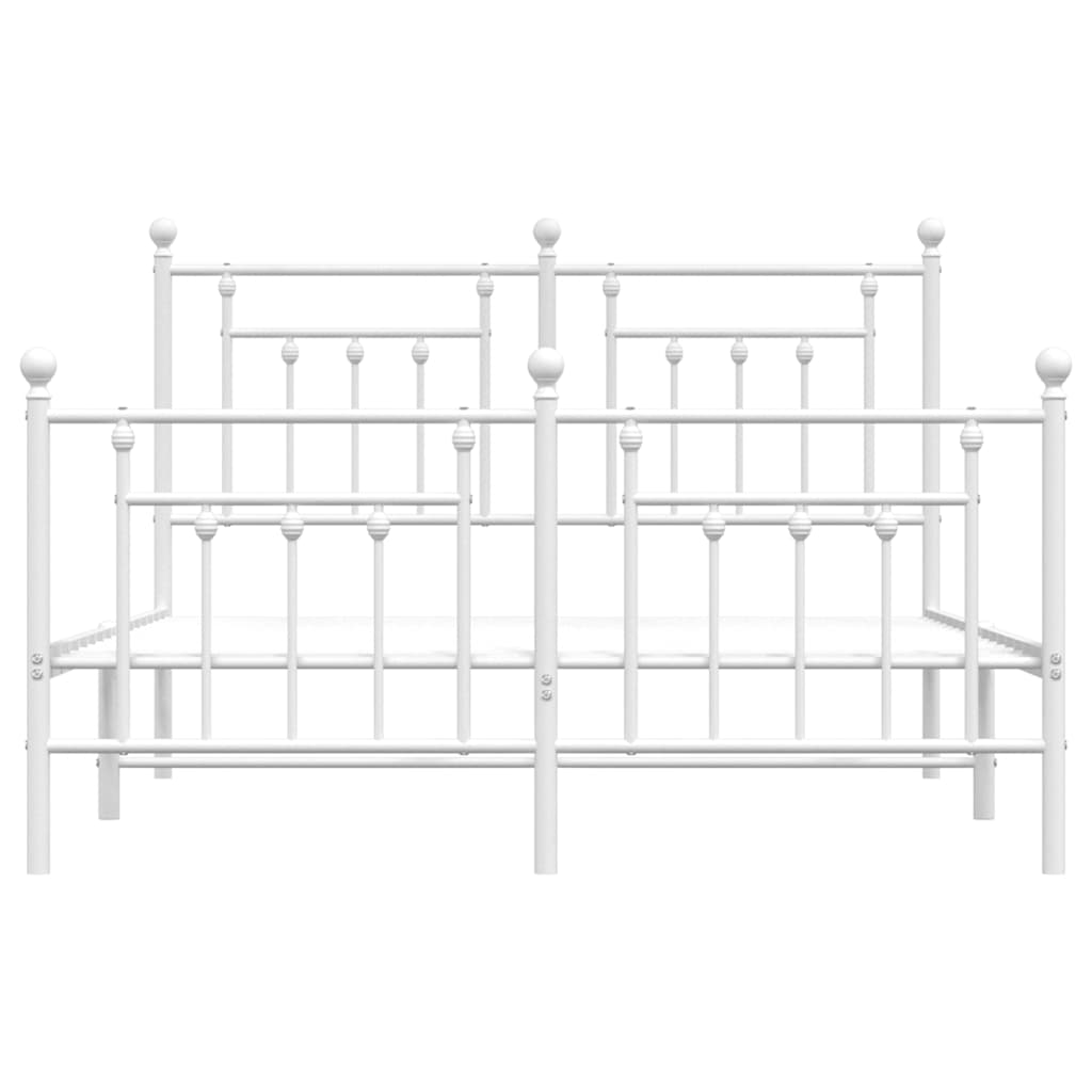Metal Bed Frame without Mattress with Footboard White 140x200cm