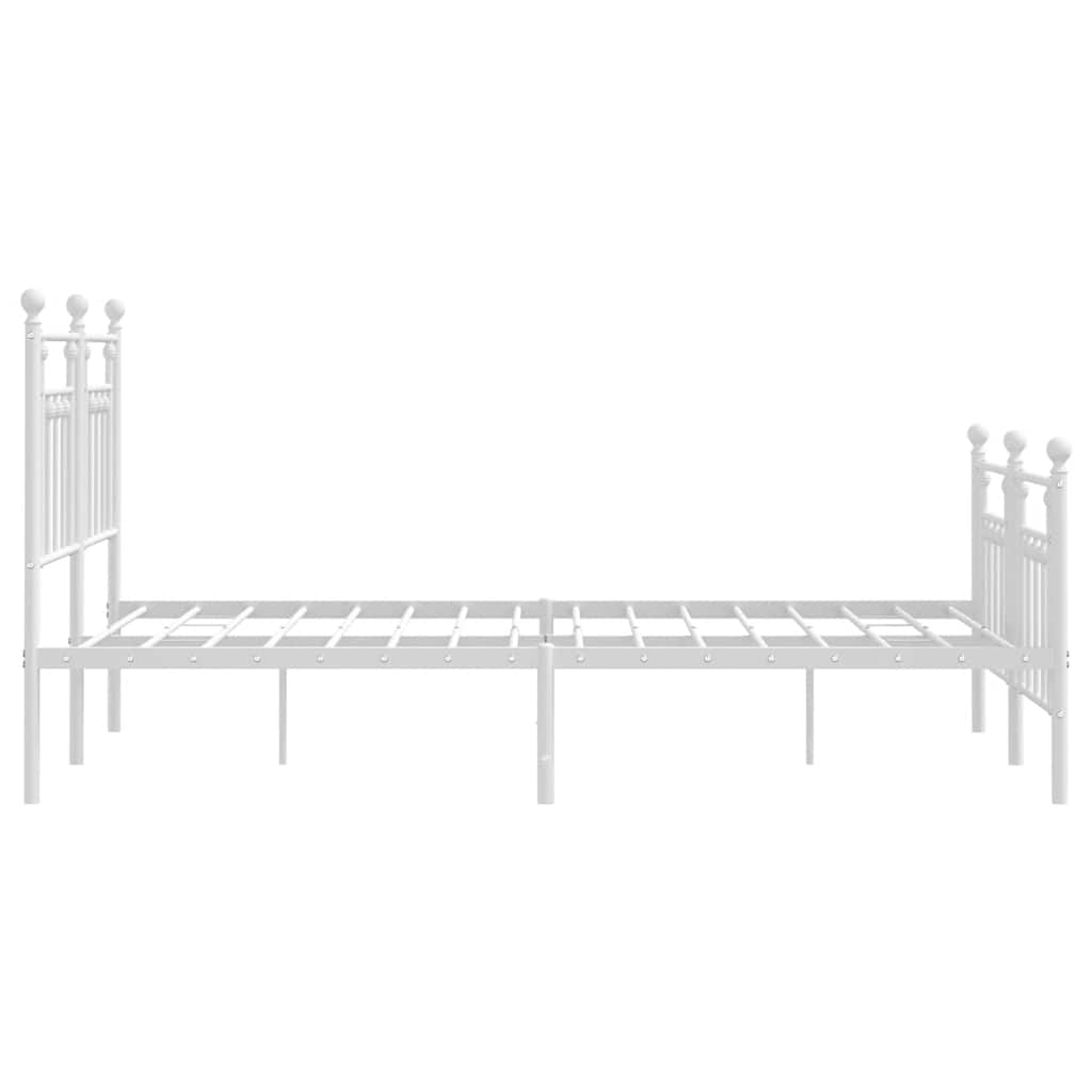 Metal Bed Frame without Mattress with Footboard White 140x200cm